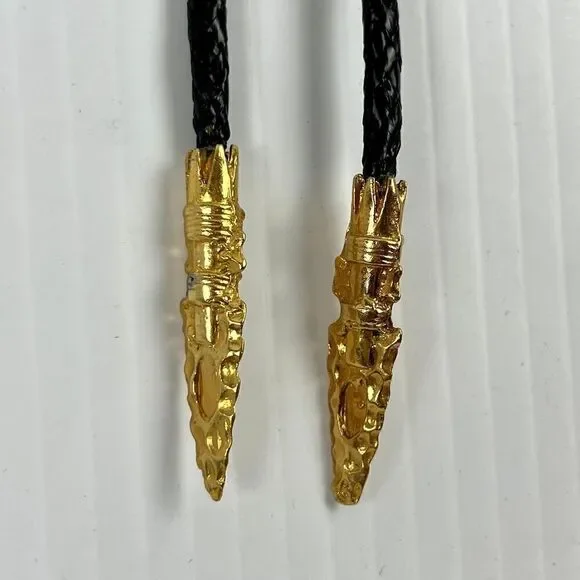 Gold Tone Southwestern Arrowhead Bolo with Beautiful Stone VINTAGE - Picture 4 of 7